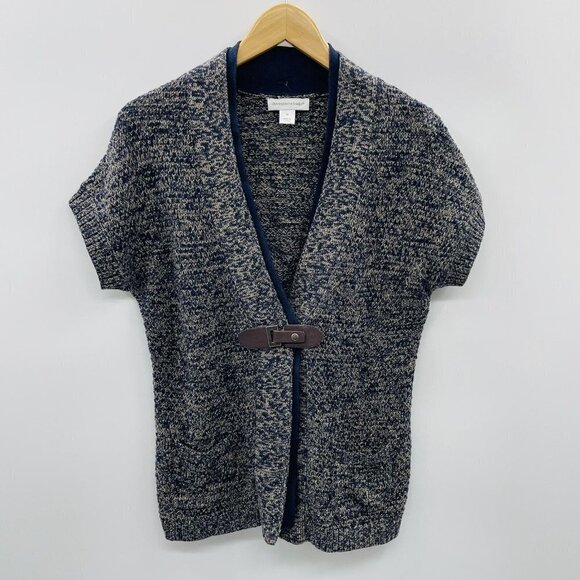 Christopher & Banks Womens Medium Short Sleeve Marled Cardigan Sweater Buckle - Picture 1 of 5